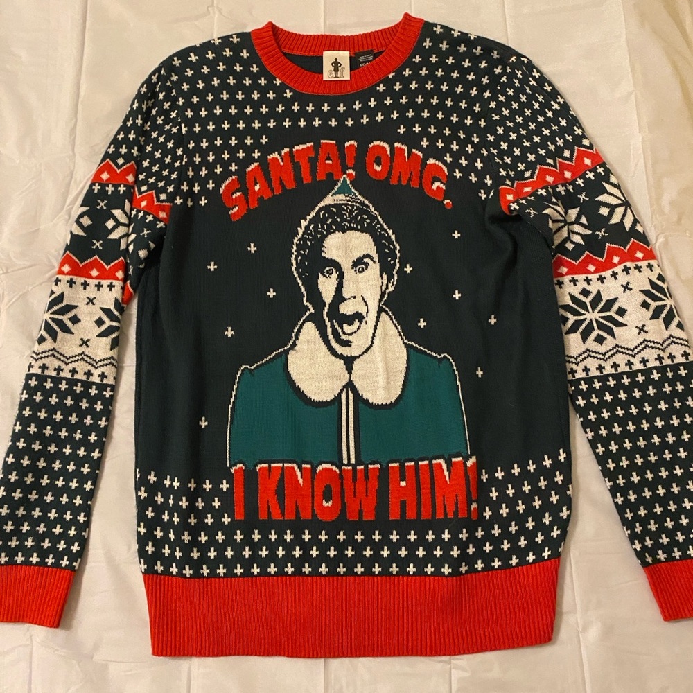 ELF Green and Red Crewneck Sweater